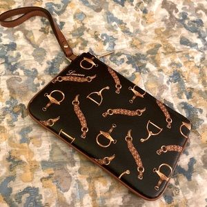 Womens Lauren Ralph Lauren Wristlet Carry, Chain Print Insignia